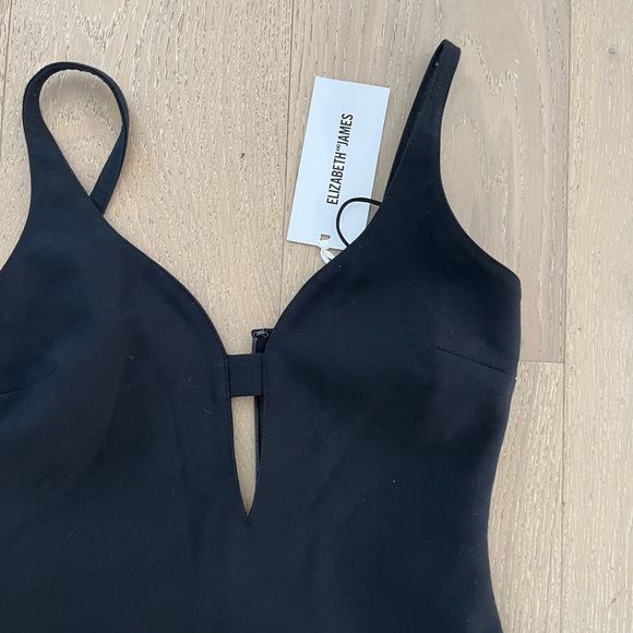 NWT Elizabeth and James Black Cocktail Dress with Side Slit - Picture 4 of 6